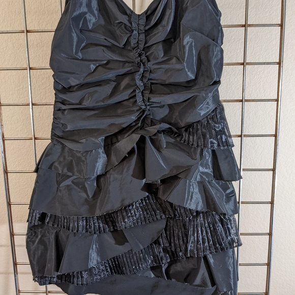 XXI Formal (Forever 21) mini dress w/ spag straps. Size: 8. Goth/Punk/Black - Picture 4 of 16
